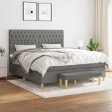 VidaXL Pat box spring cu saltea, gri &icirc;nchis, 180x200 cm, textil 3137414