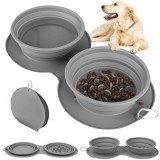 Set 2 Boluri din Silicon pentru Animalul de Companie, Flippy, Antialunecare, Gri
