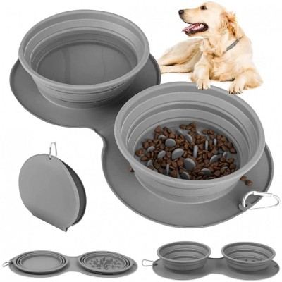 Set 2 Boluri din Silicon pentru Animalul de Companie, Flippy, Antialunecare, Gri foto