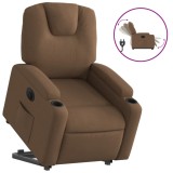 Cumpara ieftin Fotoliu electric rabatabil cu ridicare, maro, textil
