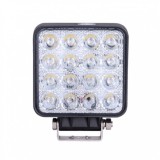 Proiector LED auto offroad 48W 12V-24V, 16 LED, patrat