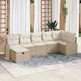 Cumpara ieftin Set de canapele pentru grădină cu pernă 7 pcs Bej Rattan poli