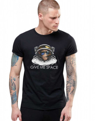 Tricou barbati negru - Give me space - M foto