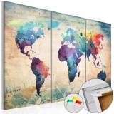 Tablou din plută - Rainbow Map [Cork Map] 120x80 cm