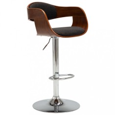 vidaXL Scaun de bar, gri, lemn curbat și material textil 283119