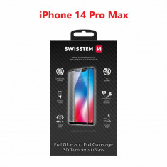 Swissten Ultra Durabil 3D Full Glue Glass Apple iPhone 14 PRO Max Negru foto