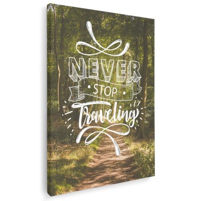 Tablou canvas mesaj motivational pentru a calatori, verde 1156 Tablou canvas pe panza CU RAMA 70x100 cm foto