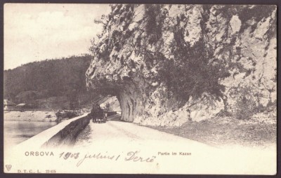 5170 - ORSOVA, Danube Kazan, Carriage, Romania - old postcard - used - 1903 foto