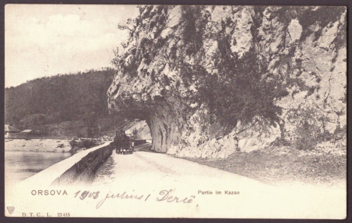 5170 - ORSOVA, Danube Kazan, Carriage, Romania - old postcard - used - 1903