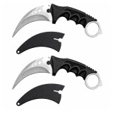 Cumpara ieftin Set doua cutite karambit vanatoare DEPOX&reg;, lamă fixă, oțel inoxidabil 420, gri, 19 cm