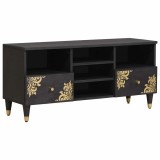 vidaXL Cabinet TV cu sertar Negru 100 x 33 x 46 cm Lemn de mango solid 4018826
