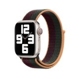 Cumpara ieftin Curea textila sport loop marca THD pentru Apple Watch 45 mm, marime universala, seria 7 si seria 8, cu dunga verde si rosu inchis
