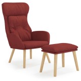 Cumpara ieftin Scaun de relaxare cu taburet, rosu vin, textil