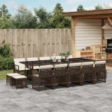 Gossi set mobilier de gradina cu perne, 15 piese, maro, poliratan