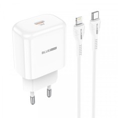 Incarcator Retea Cu Cablu Lightning BLUE Power BBN3, 20W, 3A, 1 x USB-C, Alb