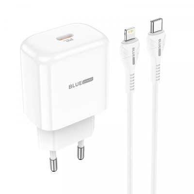 Incarcator Retea Cu Cablu Lightning BLUE Power BBN3, 20W, 3A, 1 x USB-C, Alb foto