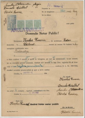 Romania, Declaratie, Oradea, 1946 foto