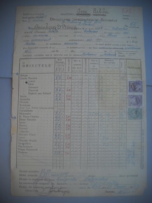 HOPCT DOCUMENT VECHI NR 421GRINBERG-EVREU SCOALA TEHNICA PROF FETE BOTOSANI 1948 foto