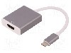 Cablu HDMI soclu, USB C mufa, USB 3.1, lungime 182mm, {{Culoare izola&amp;#355;ie}}, QOLTEC - 50427