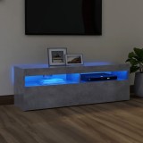 VidaXL Comodă TV cu lumini LED, gri beton, 120x35x40 cm