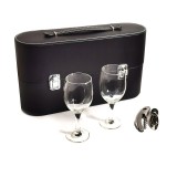 Caseta Vin Piele Ecologica Neagra Time Veranda | Set 2 Pahare, Tirbuson, Dop, Palnie | Depozitare/Transport Sticla