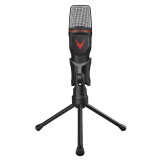 Microfon gaming cu trepied Varr, jack 3.5 mm, 180 cm, 2.2K Ohm, Negru, General