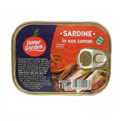 Sardine in Sos Tomat, Home Garden, 110 g, Peste la Conserva, Conserva de Sardine de la Home Garden, Conserva Peste Home Garden in Sos Tomat, Sardine i foto