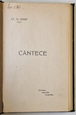 CANTECE de ST.O .IOSIF , VERSURI , 1912 foto
