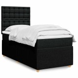 Cumpara ieftin Pat box spring cu saltea, negru, 90x200 cm, textil