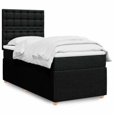 vidaXL Pat box spring cu saltea, negru, 90x200 cm, textil 3291955