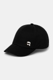 Karl Lagerfeld șapcă de baseball din bumbac culoarea negru, neted, A2W33061