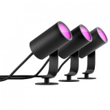 Pachet 3 spoturi LED RGB pentru exterior Philips Lily Hue, 3x8W (49W), 600 lm,, Philips Hue