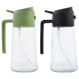 Recipient pentru Ulei 2 in 1, Flippy, Set 2 Bucati, Functie Spray &amp; Turnare, din Sticla, Fara Scurgere, 18.5 x 8 x 8 cm, 470 ml/buc, Sticla Teansparen