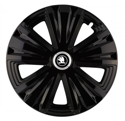 Set 4 capace roti pentru Skoda Nou Alb-Negru, model Glory Black, R16 foto