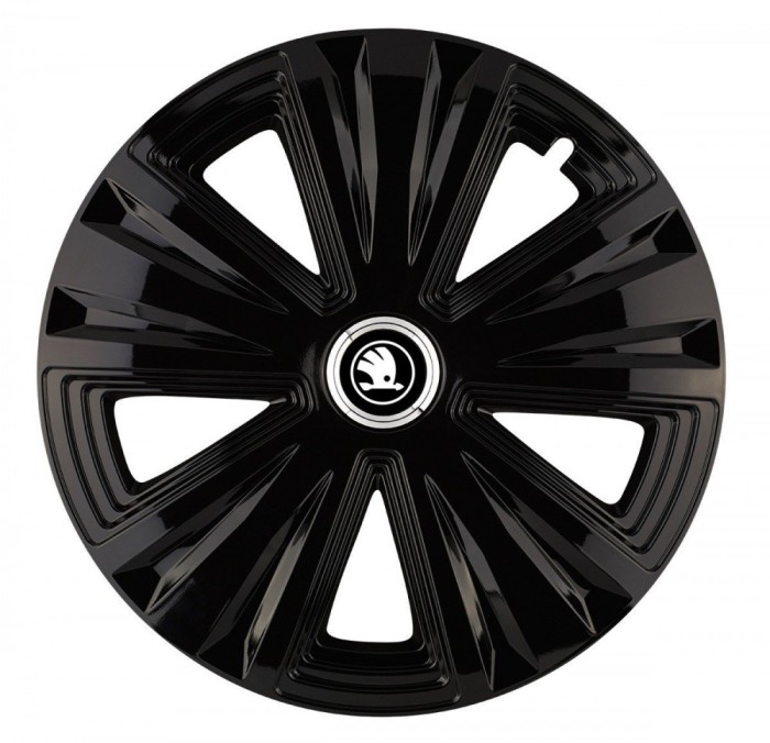 Set 4 capace roti pentru Skoda Nou Alb-Negru, model Glory Black, R16