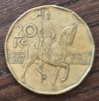 Moneda Republica Ceha - 20 Korun 1996 - An foarte rar foto