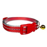 Zgarda reflectorizanta cu clopotel pentru caini si pisici, ajustabila 26-38cm/15mm, Rosu, Ropet