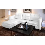 VidaXL Canapea modulară cu 3 locuri, piele artificială, alb