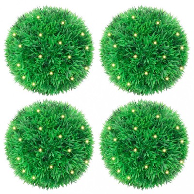 Bile artificiale din lemn de cimiș cu lumini LED 4 buc Verde foto