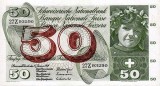 ELVETIA █ bancnota █ 50 Franken █ 1969 █ P-48i █ UNC █ necirculata