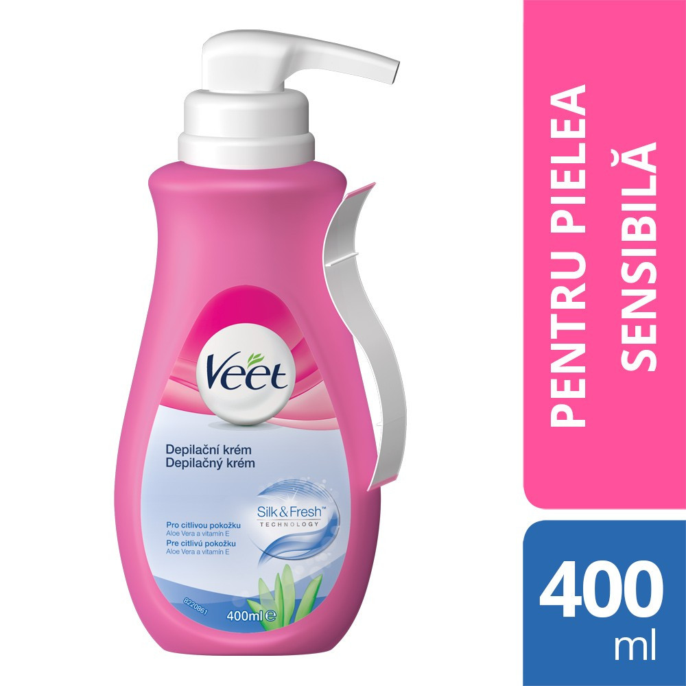 Crema depilatoare Veet Aloe Vera si Vitamina E pentru piele sensibila, 400  ml | Okazii.ro
