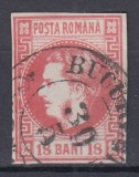 ROMANIA 1868 LP 24 REGELE CAROL I CU FAVORITI 18 BANI ROSU STAMPILAT BUCURESTI