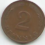 No(3) moneda-2 PFENNIG 1978 f, Asia