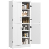 HOMCOM Armoire de cuisine buffet de salle &agrave; manger cu 4 uşi 6 rafturi de depozitare stil modern 76 x 40 x 177 cm alb | Aosom Romania