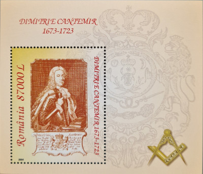 Dimitrie Cantemir 1673 -1723, colita dantelata MNH, nestampilata, 2004 foto