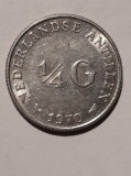 Moneda 1/4 Gulden 1970 argint Antilele Olandei, America Centrala si de Sud