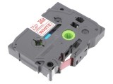 Bandă Laminată 12mm Albă cu Text Roșu 8m TZE-232