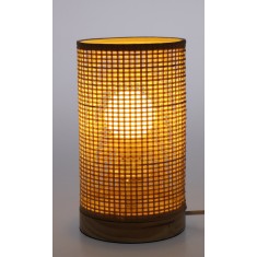 Lampa de masa rattan cu baza din lemn