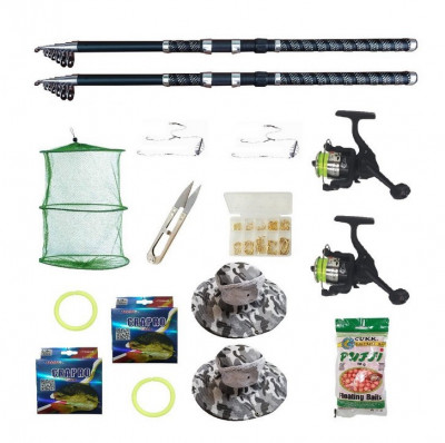 Set 2 lansete Ultra Carp 2.4m, doua mulinete BH200, gute, palarii, monturi, pufuleti si accesorii foto