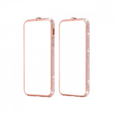 Carcasa Husa iPhone 7, Envisage, Bumper Luxury, compatibil cu iPhone 7, placata cu diamante cristale, Aur Roz